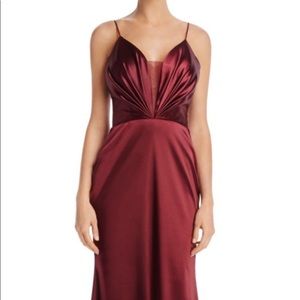 AQUA Mesh Inset Satin Dress